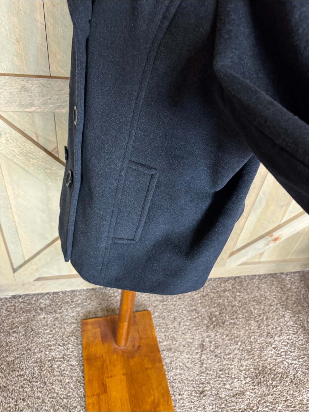 Lands’ End Classic charcoal Double-Breasted Peacoat Wool & cashmere blend 20W - Picture 8 of 16